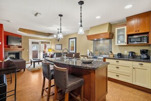 Fridge, microwave, oven, stovetop - Fireplace & Patio by Rockies: Hot Tub Relaxation (Canmore)