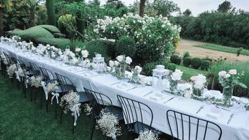 Outdoor banquet area