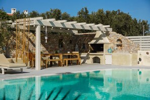 Pool - Elia - Three Bedroom Villa, private pool, sea view (Kamari)