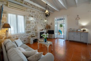 TV, fireplace, books, stereo - Villa Labovitsa in Paxi (Paxi)