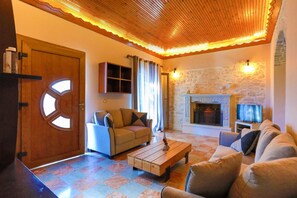 TV, DVD player, books - Villa Alkinoos: Secluded, private pool, WiFi, A/C (Paxi)