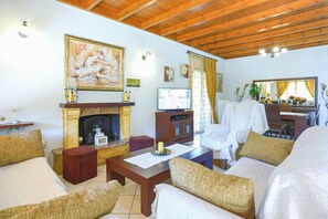 TV, fireplace, DVD player, books - Villa ChrisDina in Nymfes (Nymfes)