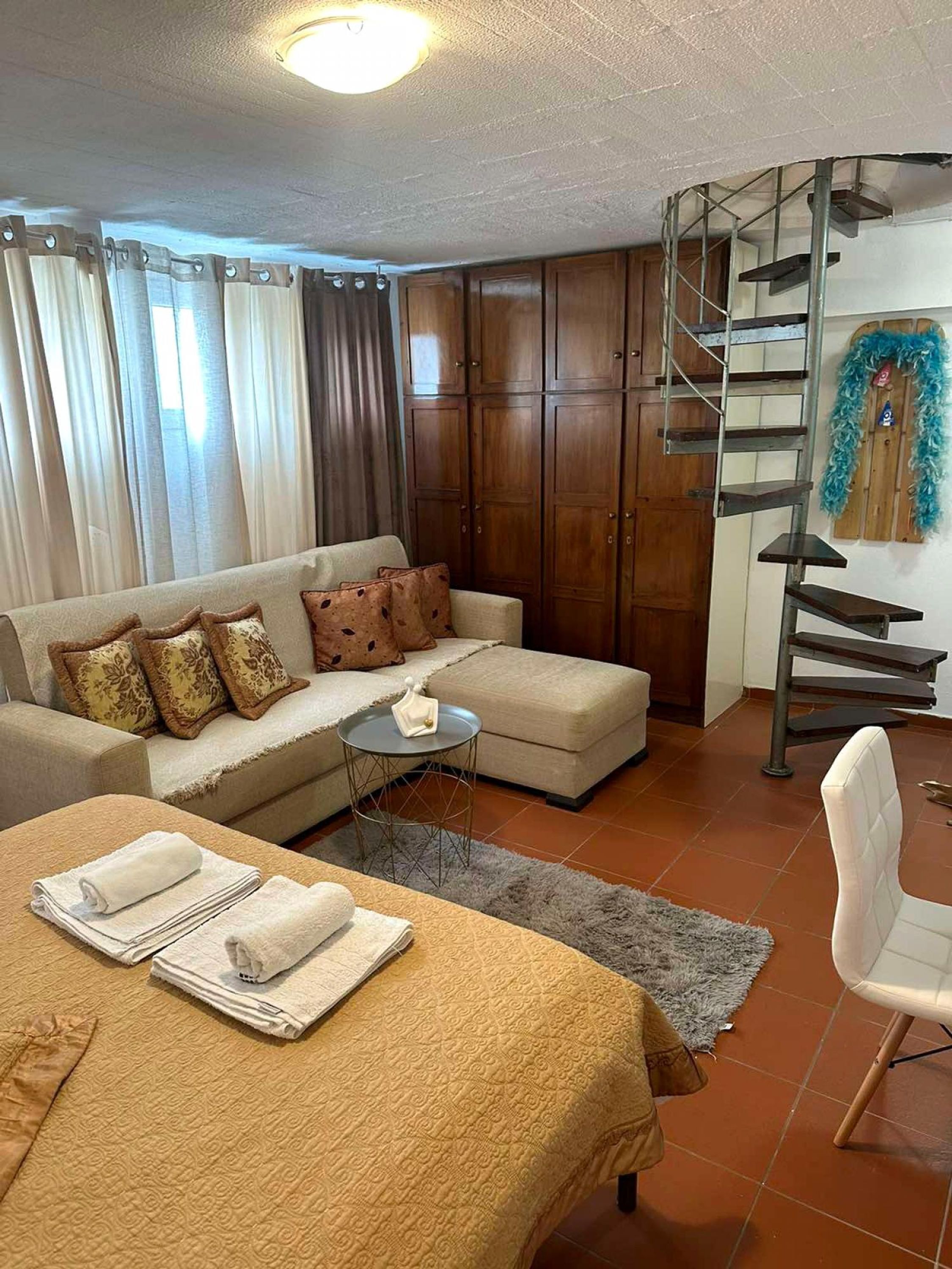 TV, fireplace, books, offices