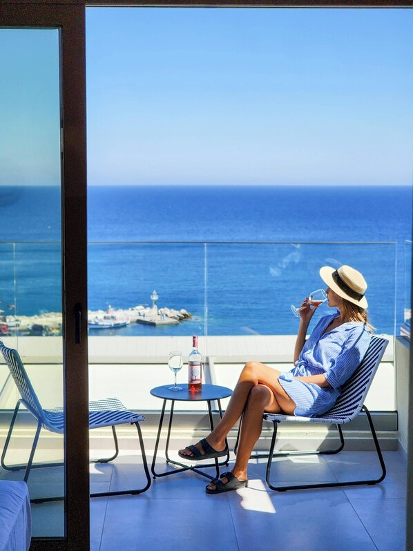 Superior Double Room, Balcony, Sea View | Terrace/patio - Zoe Boutique Hotel (Mylopotamos)