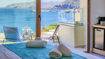 Superior-Doppelzimmer, Balkon, Meerblick | Zimmersafe, Verdunkelungsvorhänge, kostenloses WLAN