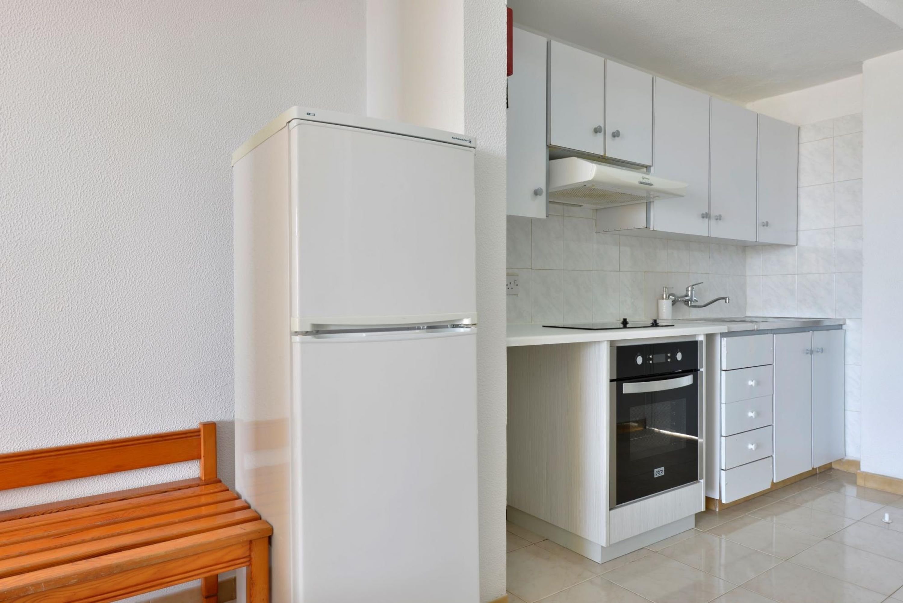 Fridge, oven, stovetop, high chair
