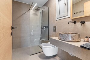 Shower, hair dryer, towels - Sea View Suite First Floor (Nikiana)