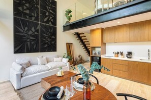 Living area - Bright Loft with Pool View, Wi-Fi and AC (Tulum)