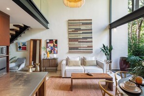 Living area - Tulum Loft, Chic Design, 7 Pools, Fast Wi-Fi and A/C (Tulum)