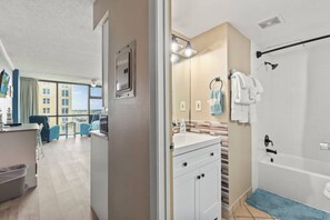 Hair dryer, towels - NEW! Updated Studio with Ocean Views, Heated Pool, Beach Access (Daytona Beach)