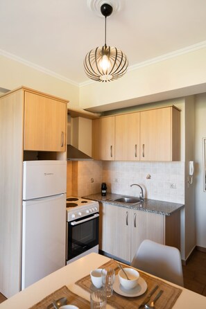 Fridge, oven, stovetop, coffee/tea maker - Casa Vardani  2 Modern Central Apartment (Lefkada)