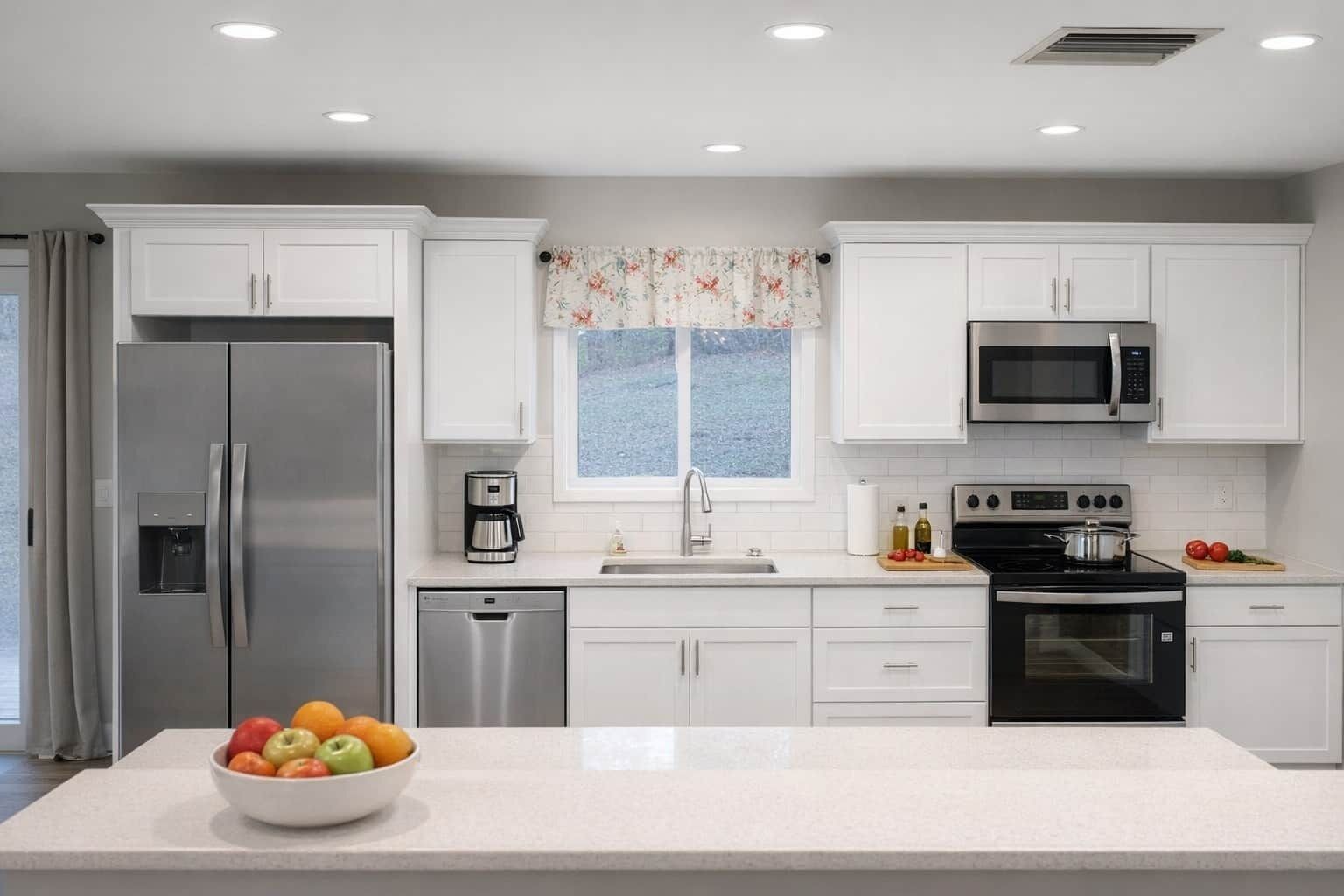 Refrigerador, microondas, horno y parrilla de estufa 