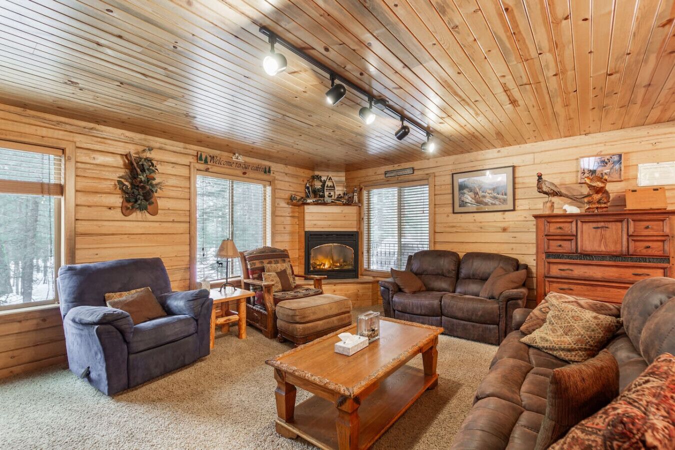 テレビ、暖炉、テーブルサッカー台、書庫