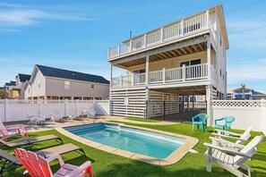 A heated pool - Perfect Break | Private Pool and Hot Tub | Less than 1,000 ft to the Beach! (Kill Devil Hills)