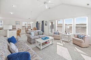 TV, fireplace - Sunny Lagoon | 2070 ft to the beach | Hot Tub and Dog Friendly (Duck)