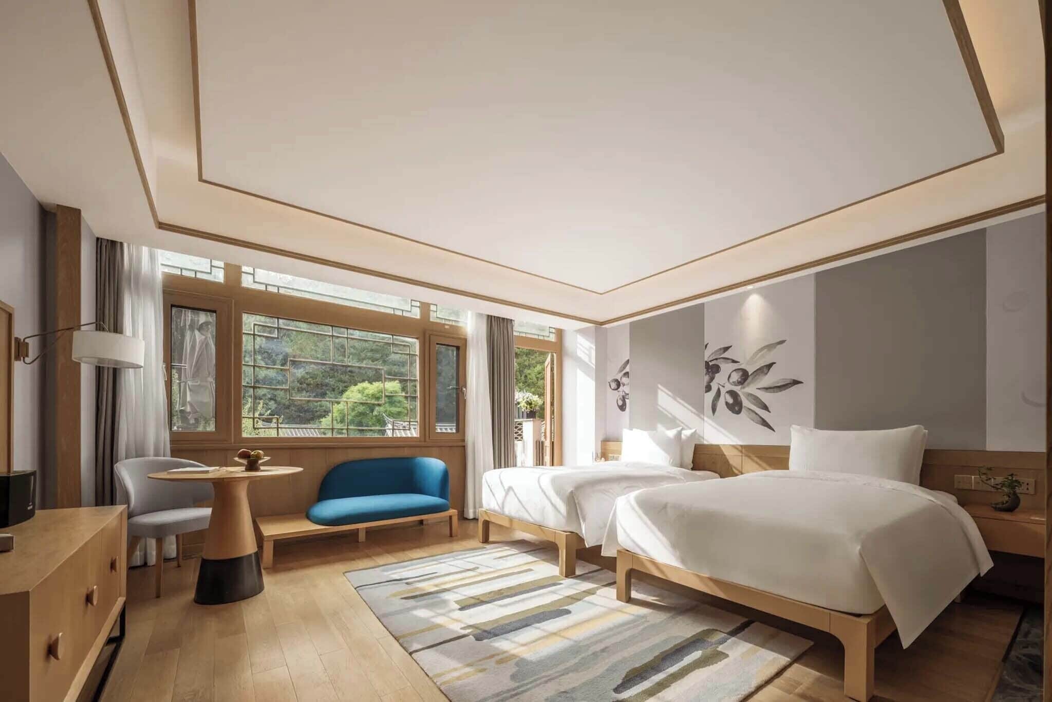 Quarto duplo superluxo, vista para a colina | Roupas de cama premium, edredons de pluma, frigobar, cofres nos quartos