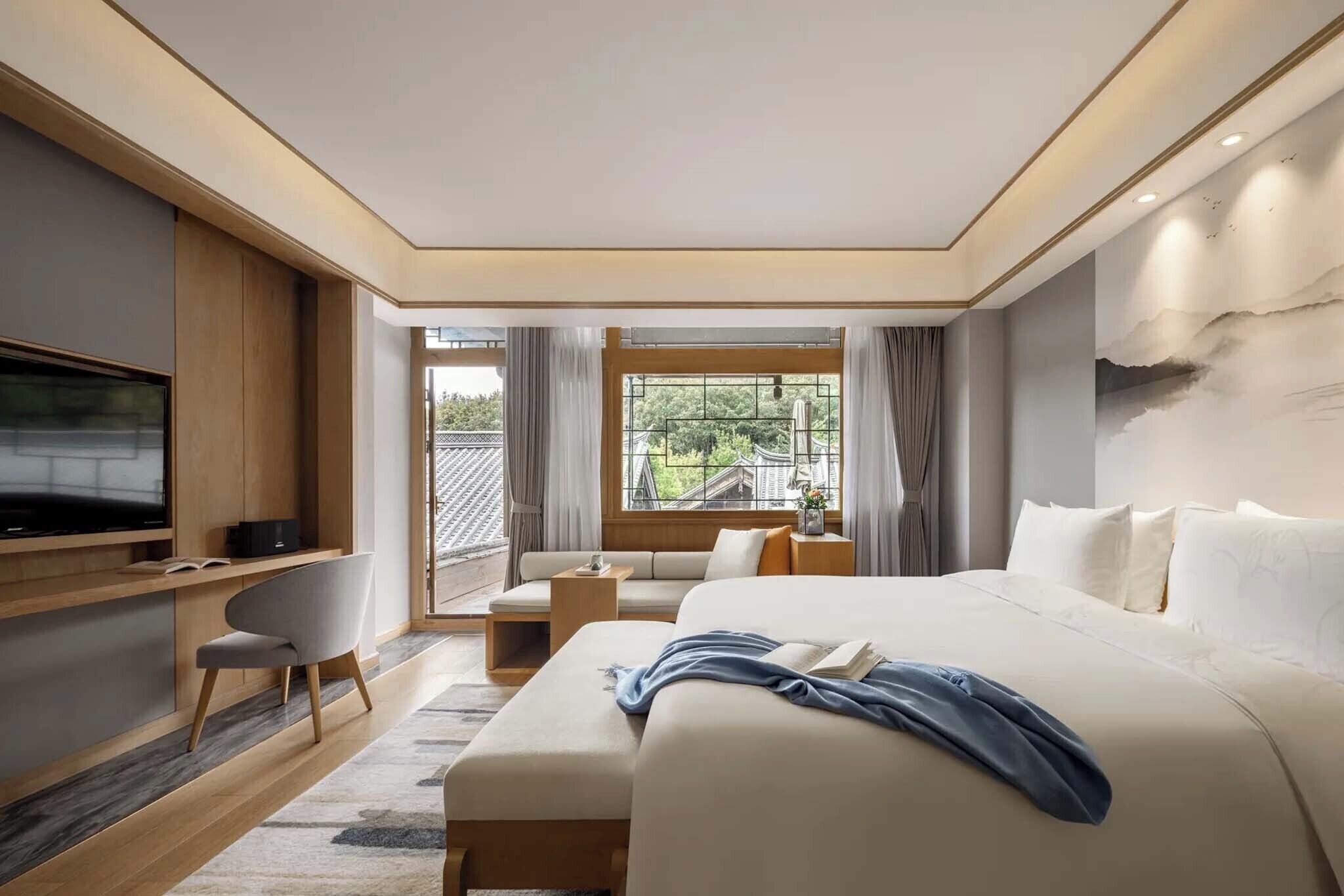 奢華雙人房, 山景 | 高級寢具、羽絨被、迷你吧、客房內保險箱