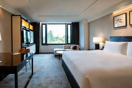 Habitación básica | Ropa de cama de alta calidad, edredón y artículos del minibar gratis