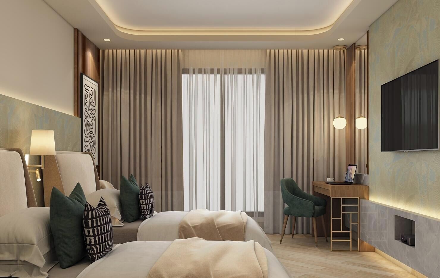 Deluxe Twin Room | 迷你吧、笔记本电脑工作区、免费 WiFi、床单