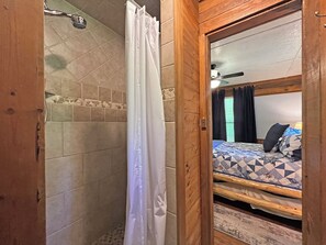 Shower, towels - Creekside Cottage- Fishing Cabin (Bryson City)