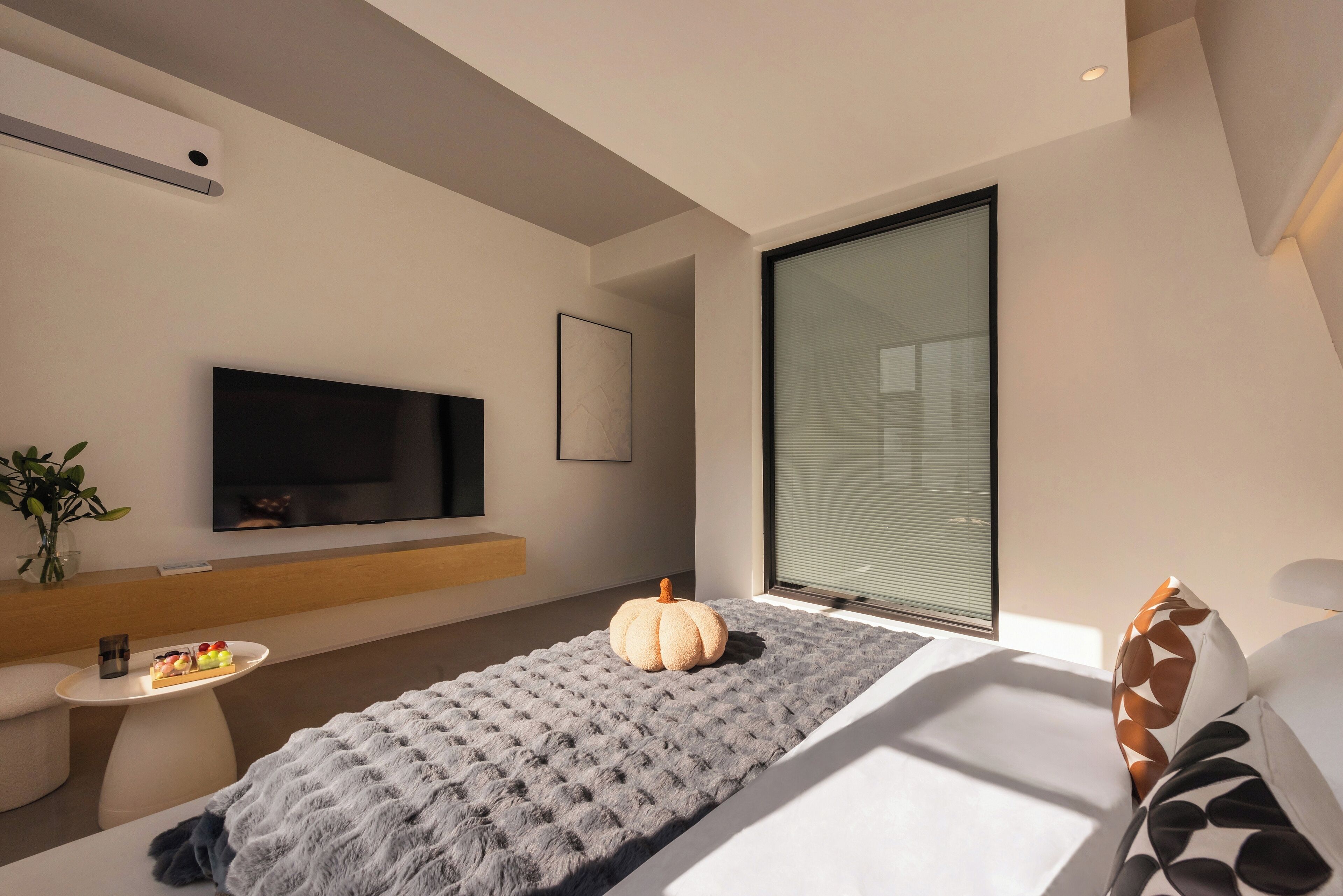 Desk, laptop workspace, blackout curtains, iron/ironing board