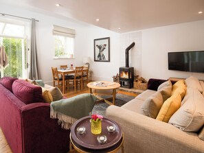 TV, fireplace - Priory Cottage - UKC13 (Longframlington, near Rothbury)