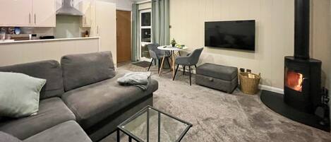 TV, fireplace
