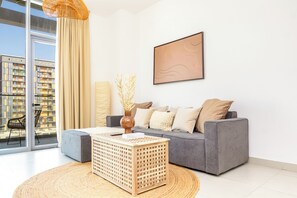 Apartment, Balcony | Living area - Bloomfields 1br Elegant Escape Pulse (Dubai)