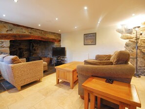 TV, fireplace - 3 bedroom accommodation in Llyn Geirionydd, near Llanrwst (Llyn Geirionydd, near Llanrwst)