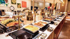 A buffet with various food items and a coffee station. - Rita Hotel Namba (Osaka)