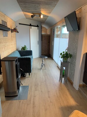 Interior - Circus wagon on wheels, Tinyhouse, Tinyhaus, on a green field, near Hamburg (Hammah)
