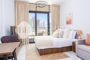 Appartement, balcon, vue ville