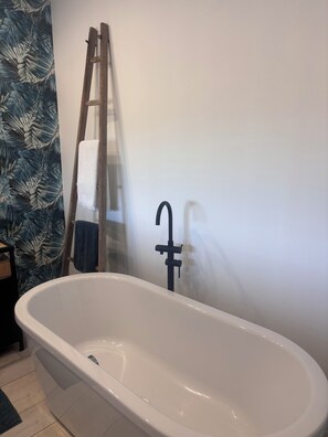 Regadera, secadora de cabello, toallas, jabón 