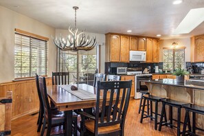 Dining - Updated Big Bear Home has Hot Tub, Pool/Ping-Pong Tables, King Suite! (Big Bear City)