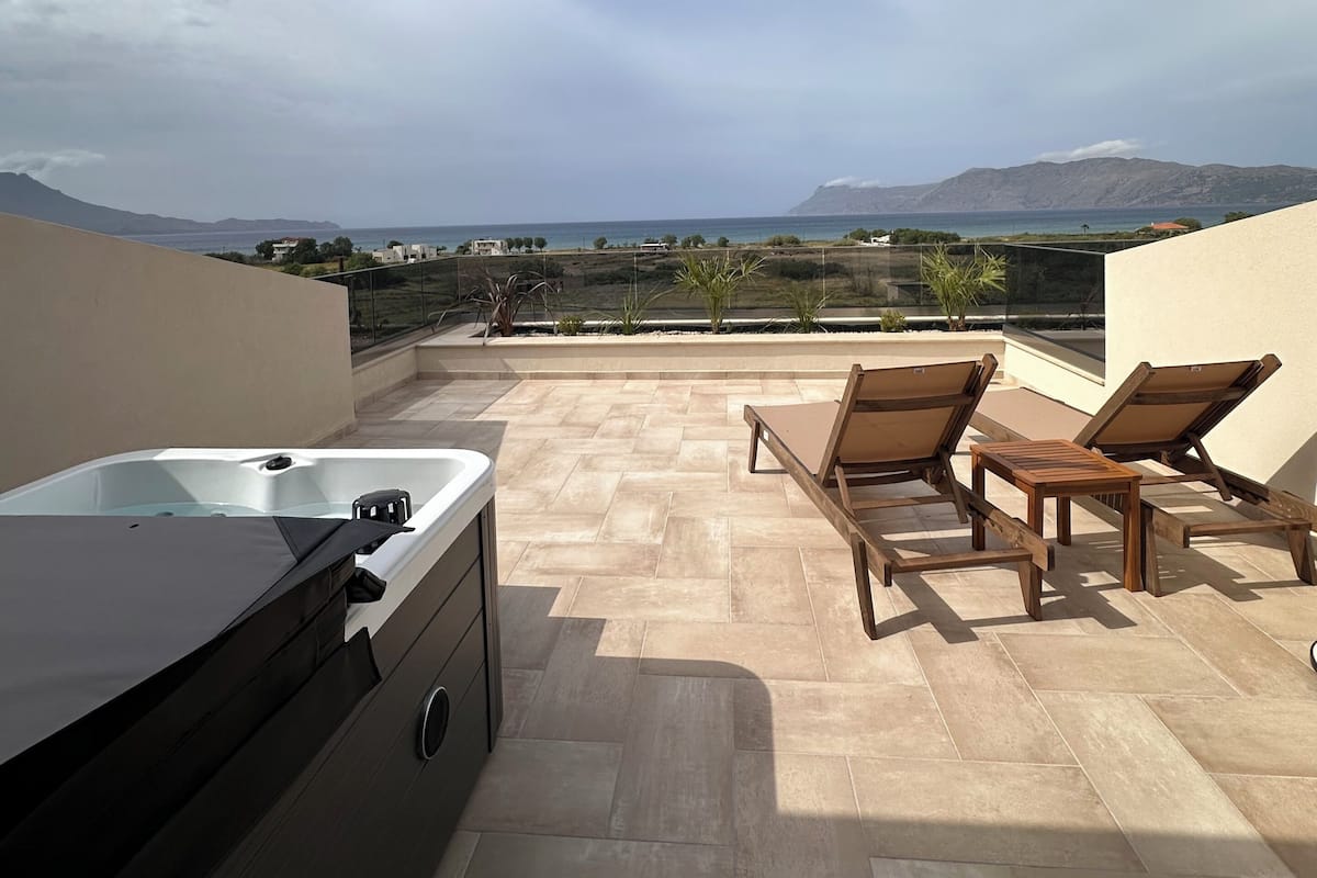 Panoramic Sea View Maisonette with Outdoor Hot Tub | Terrace/patio