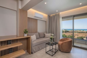 Panoramic Sea View Family Maisonette with Outdoor Hot Tub | Living area | 42-inch Smart TV with digital channels - The New Life Houses (Kissamos)