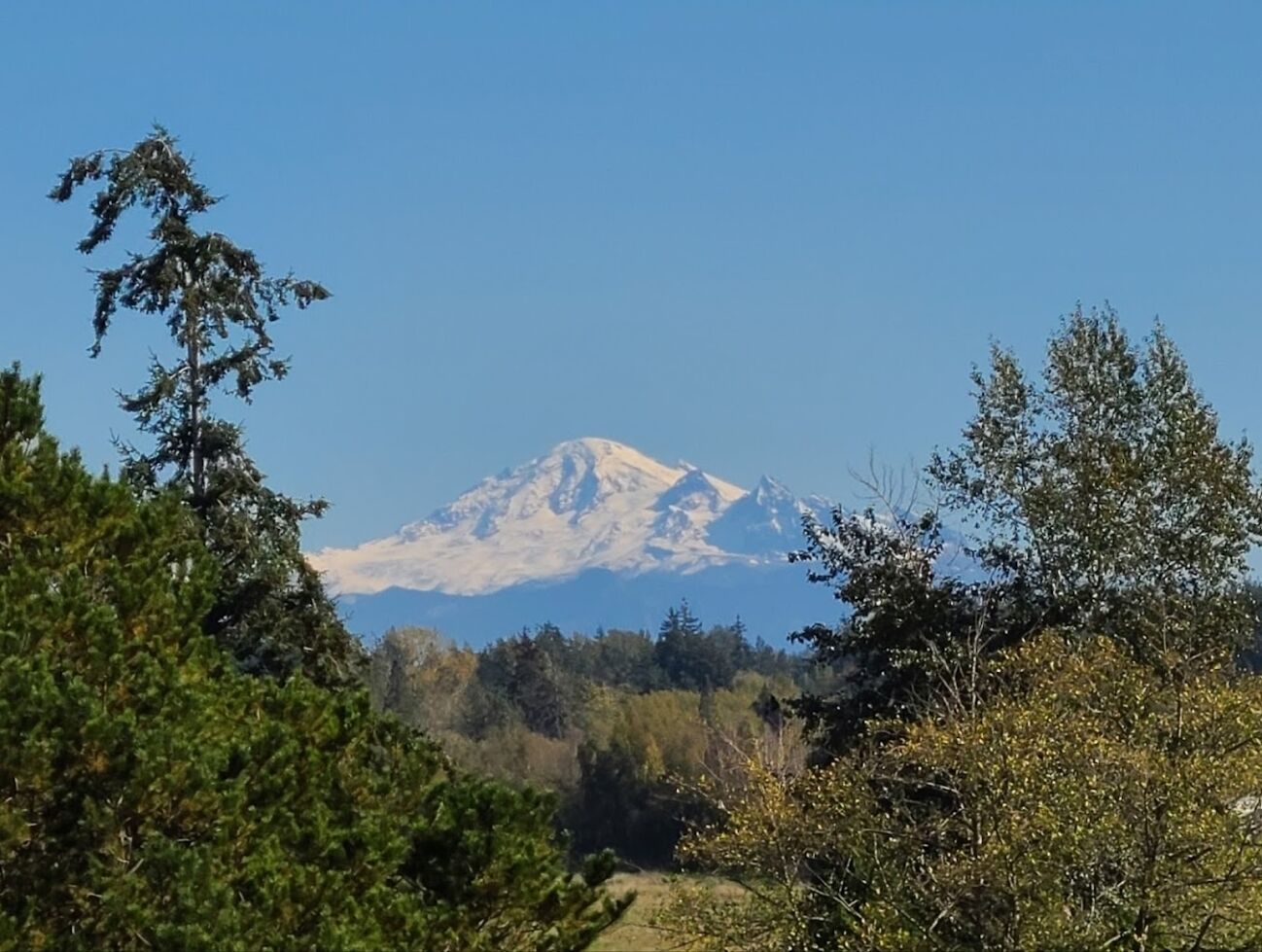 A mountain with a clear sky.