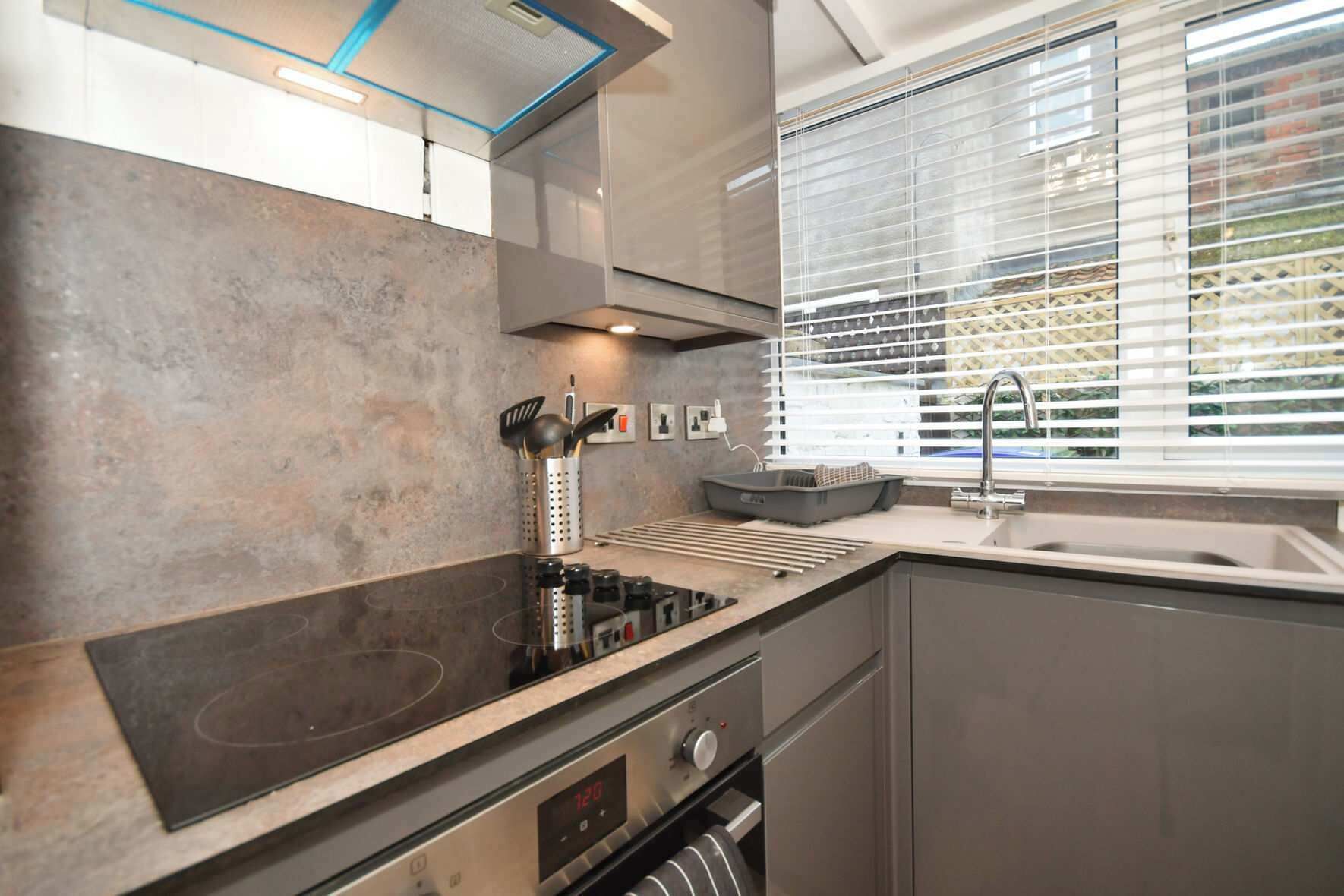 Fridge, microwave, oven, electric kettle