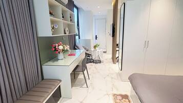 Blackout drapes, soundproofing, iron/ironing board, free WiFi