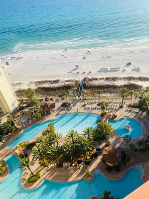 Indoor pool, outdoor pool - Shores of Panama Resort Double Balcony 2 bed/2 bath with GULF & Pool Views (Panama City Beach)