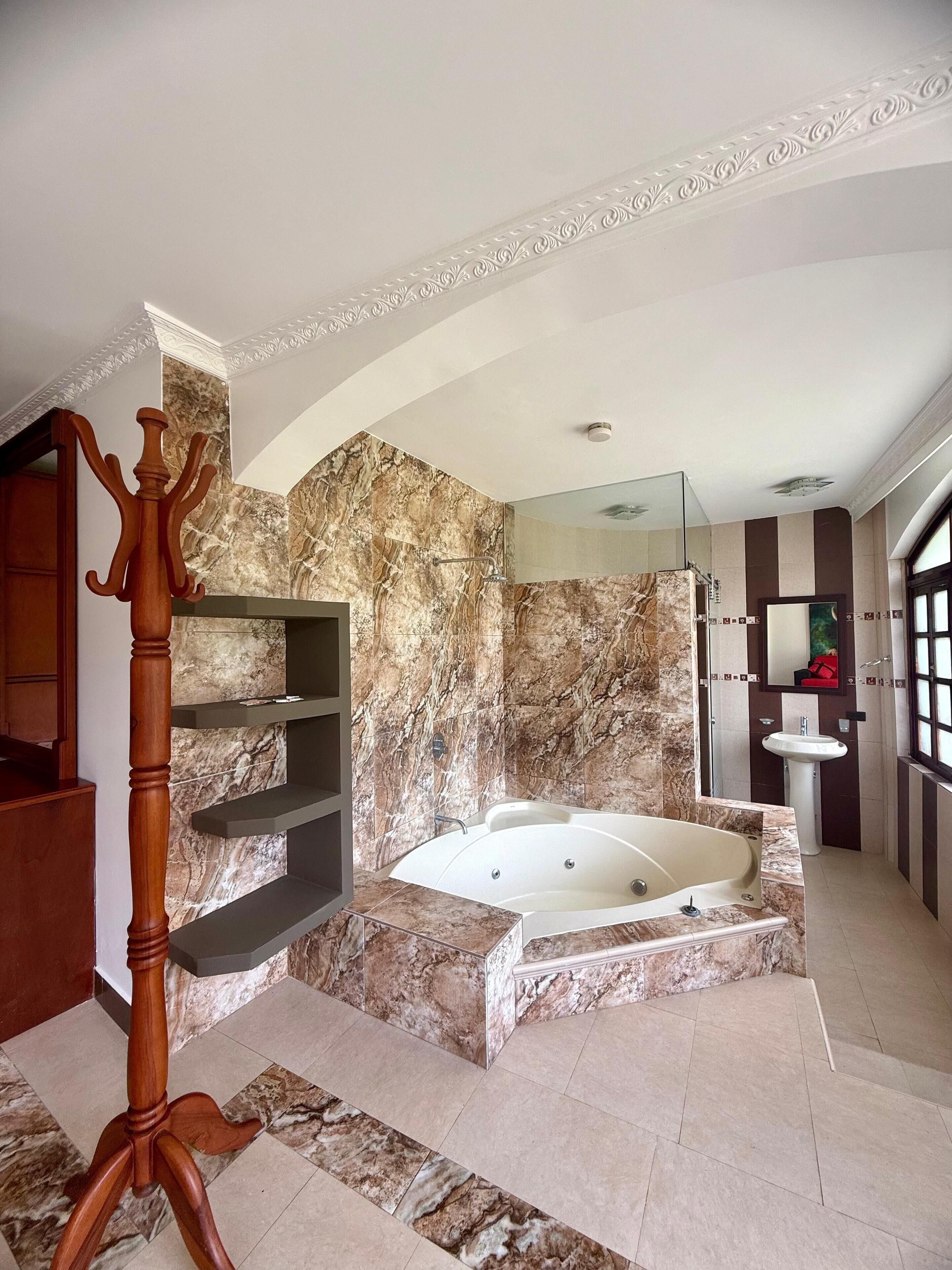 Towels, soap, shampoo, toilet paper