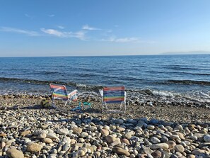 Beach nearby, sun-loungers, beach towels