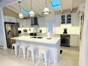 Fridge, microwave, oven, stovetop - "Light & Airy Beach House" Across the street from the houses on the ocean. (Amagansett)