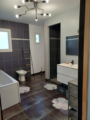 Suihku, hiustenkuivaaja, pyyhkeet