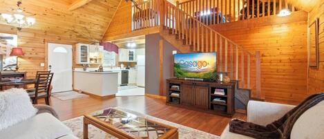 Televisión, chimenea, oficina