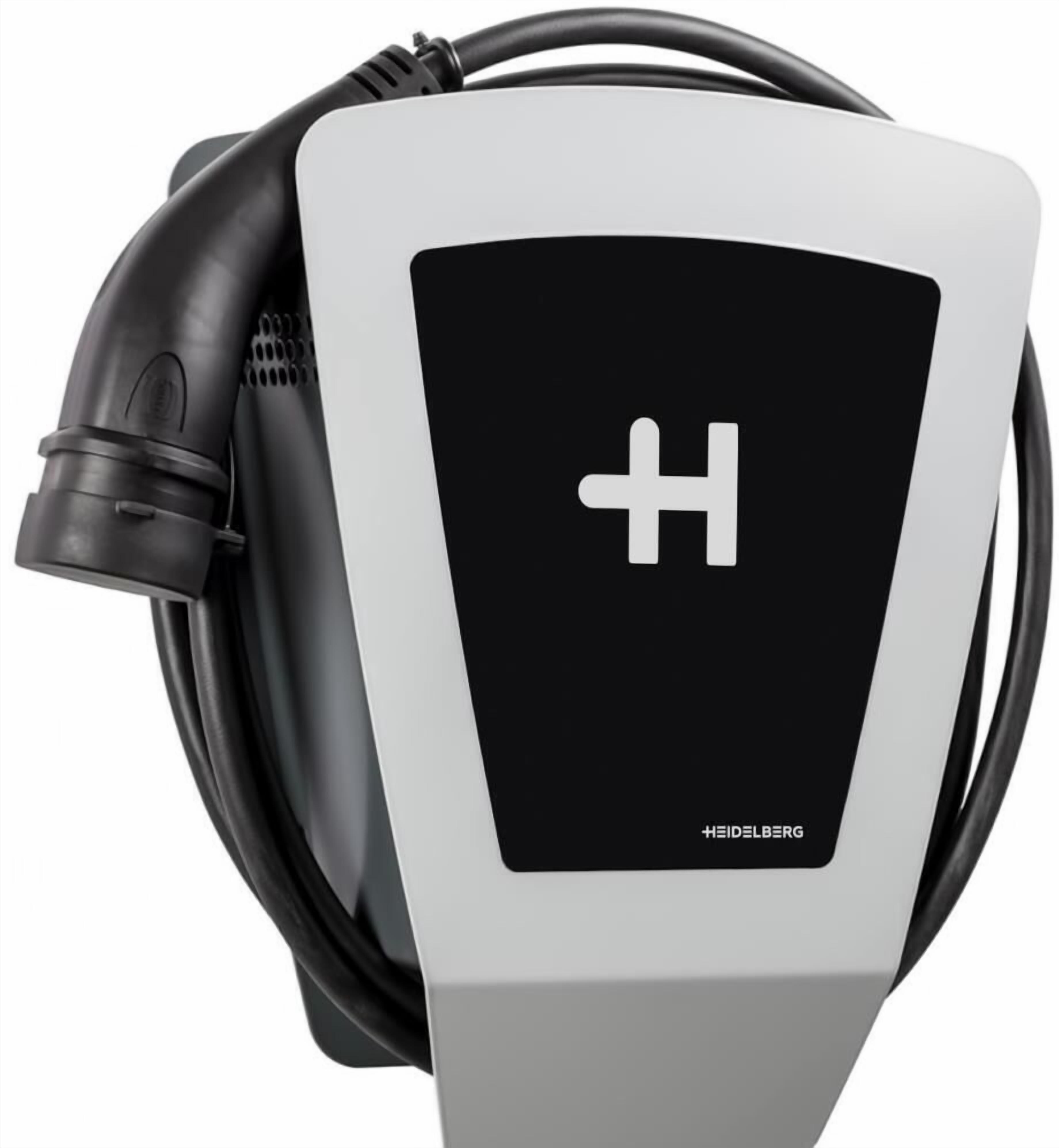 A HEIDELBERG branded power strip with a black and white design.