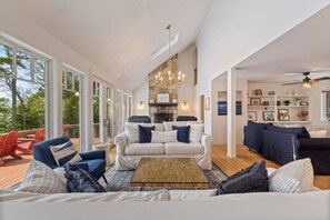 TV, fireplace, DVD player, table football - Stunning Waterfront Retreat with Private Dock, Water Views & Cozy Fireplace (West Bath)