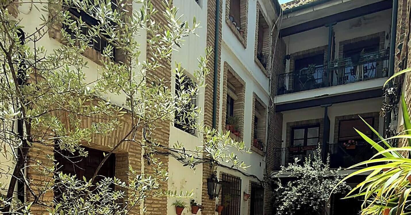 Un immeuble à plusieurs étages doté de balcons, de plantes en pot et d’une façade en briques.