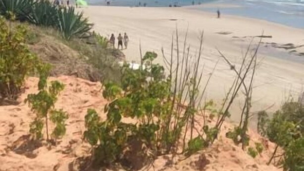 A beach with clear skies, sandy dunes, and sparse vegetation. - Pousada Refúgio Praia & Café (Beberibe)