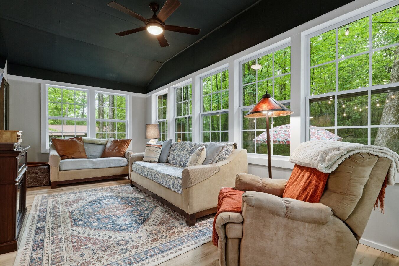 TV, fireplace, DVD player, books